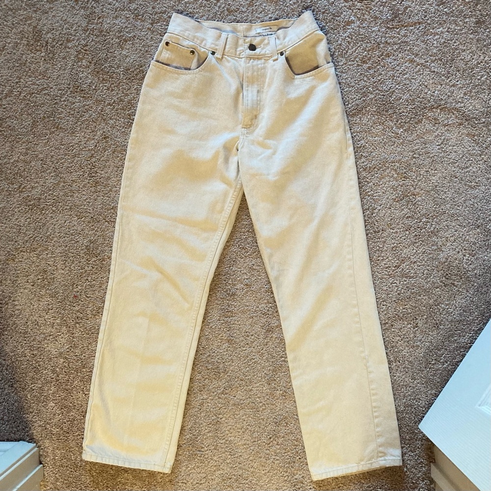 L.L.Bean Womens Cream Mom Jeans Size 0/26”